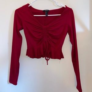 red long sleeve crop top